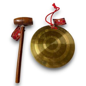 BRASS BELL ROUND 18CM HAMMER 25CM