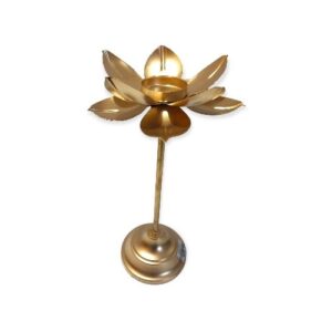 LOTUS THEELICHTHOUDER GOUD STAAND 18X35CM