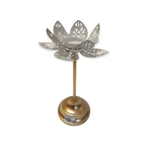 LOTUS KAARS HOUDER BLOEM 30CM (12 INCH) WIT MET GOUD KLEUR
