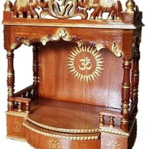 TEAK V STRAIGHT - ROUND DRAWER MANDIR 67,5CM HIGH 25CM DEEP