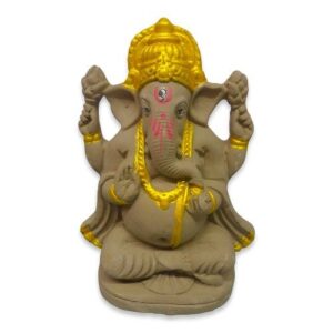 GANESH BEELD KLEI CLAY 17 CM GOUD ECO FRIENDLY