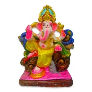 KLEURIJKE GANESH BEELD VAN KLEI 30 CM