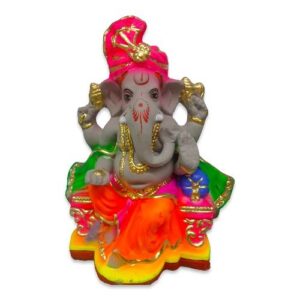 KLEURIGE GANESH BEELD/MURTI 27CM KLEI ECO FRIENDLY