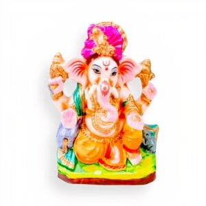 GANESH BEELD CLAY 20 CM GREEN & RED ECO FRIENDLY